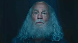 John Malkovich with long white hair and a long beard in Fantastic Four: The First Steps