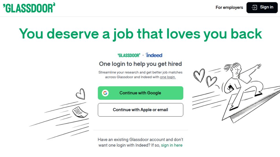 Website screenshot of Glassdoor (January, 2026)