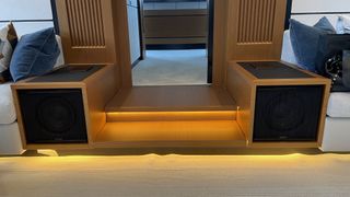Two Sonus Faber subwoofers in the main deck salon