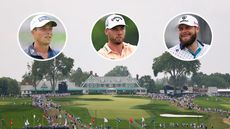 A general view of Oakmont Country Club, with three players in circles