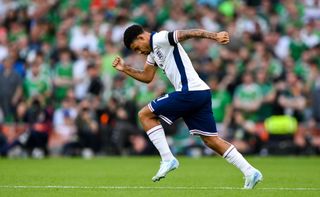 Dublin , Ireland - 7 September 2024; Morgan Gibbs-White of England runs on as a substitute during the UEFA Nations League B Group 2 match between Republic of Ireland and England at Aviva Stadium in Dublin. (Photo By Stephen McCarthy/Sportsfile via Getty Images)