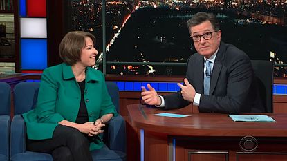 Sen. Amy Klobuchar talks to Stephen Colbert about the midterms