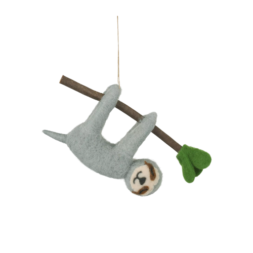 John Lewis Worldly Treasures Hanging Sloth Felt Tree Decoration