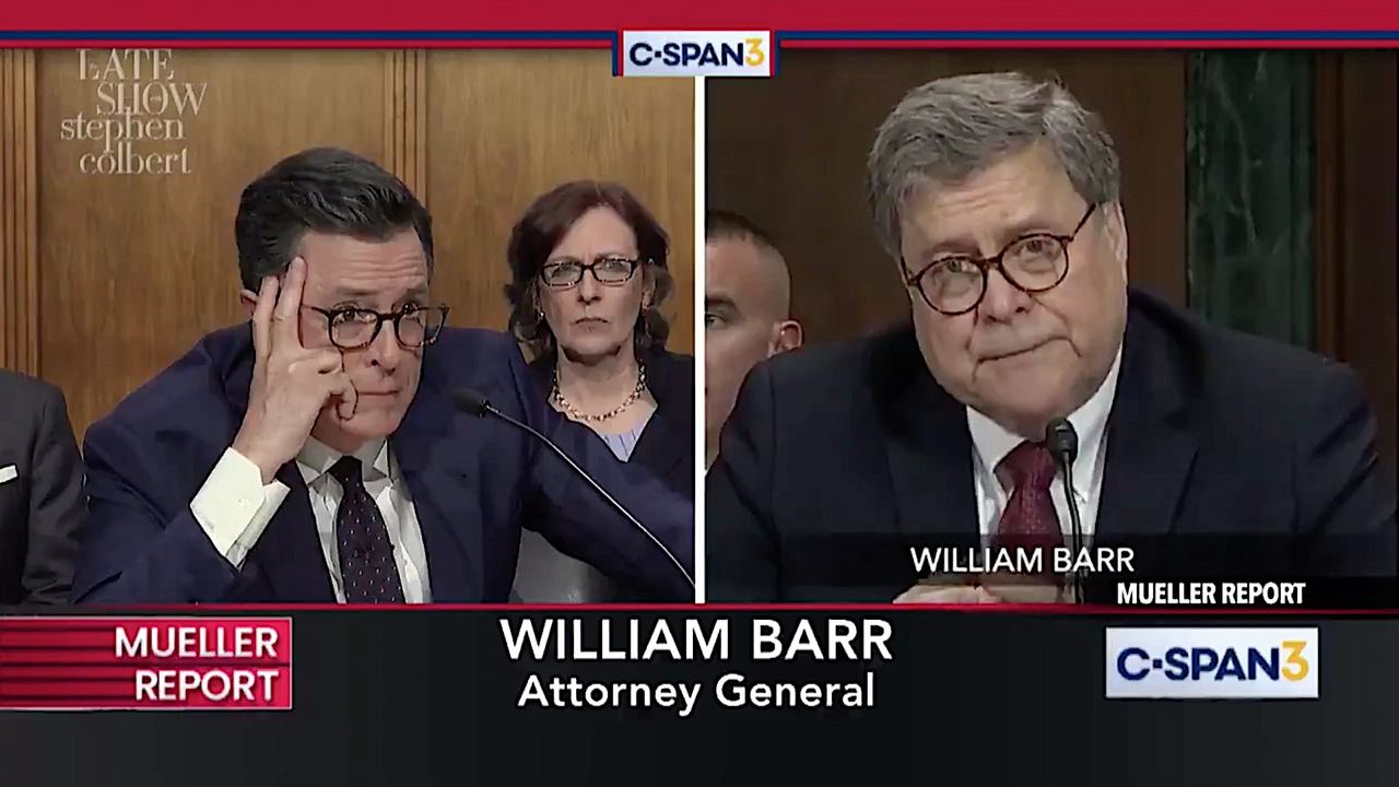 Stephen Colbert grills William Barr, virtually