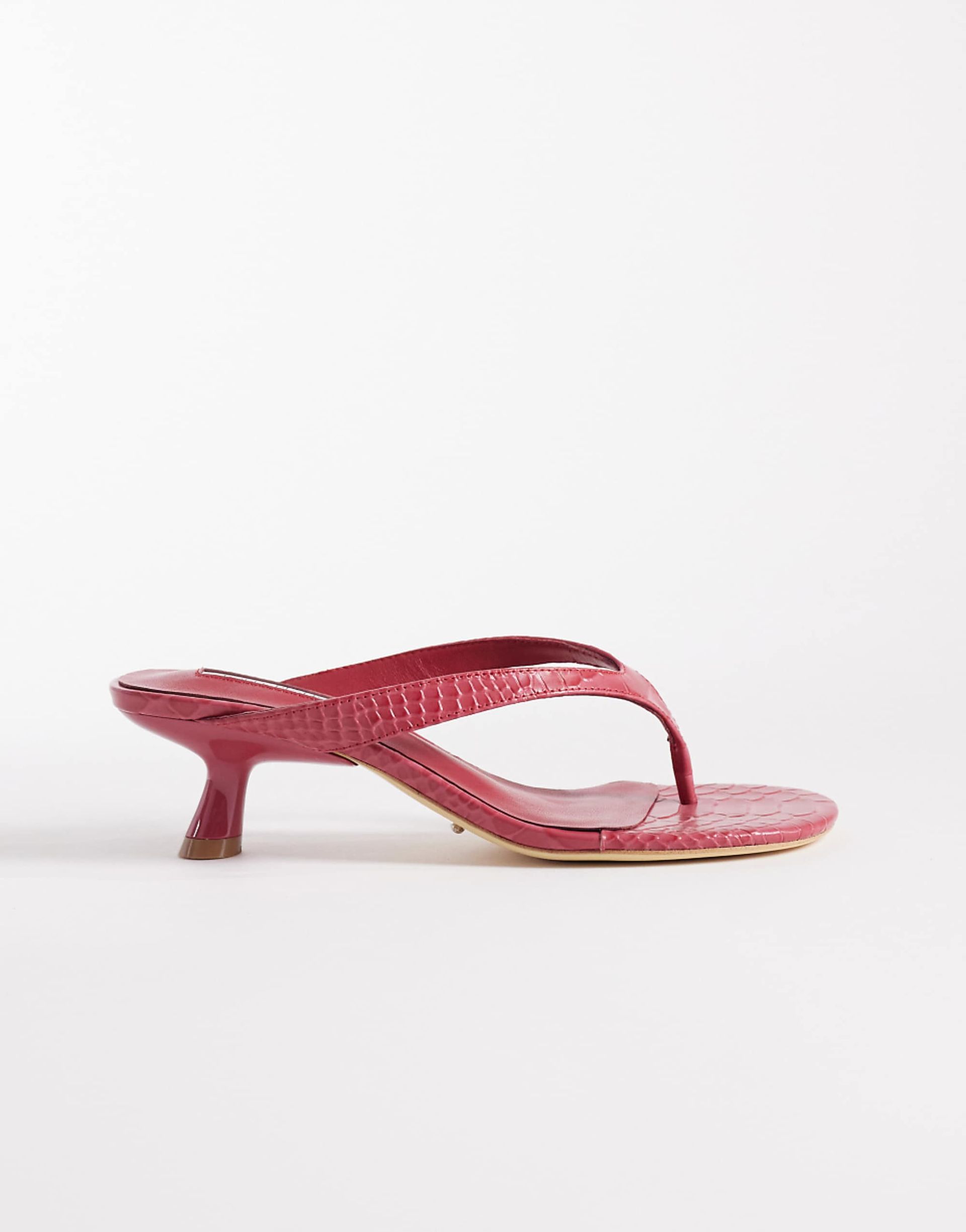 Tony Bianco Krista Kitten Heel Toe Thong Sandals in Red Phyton