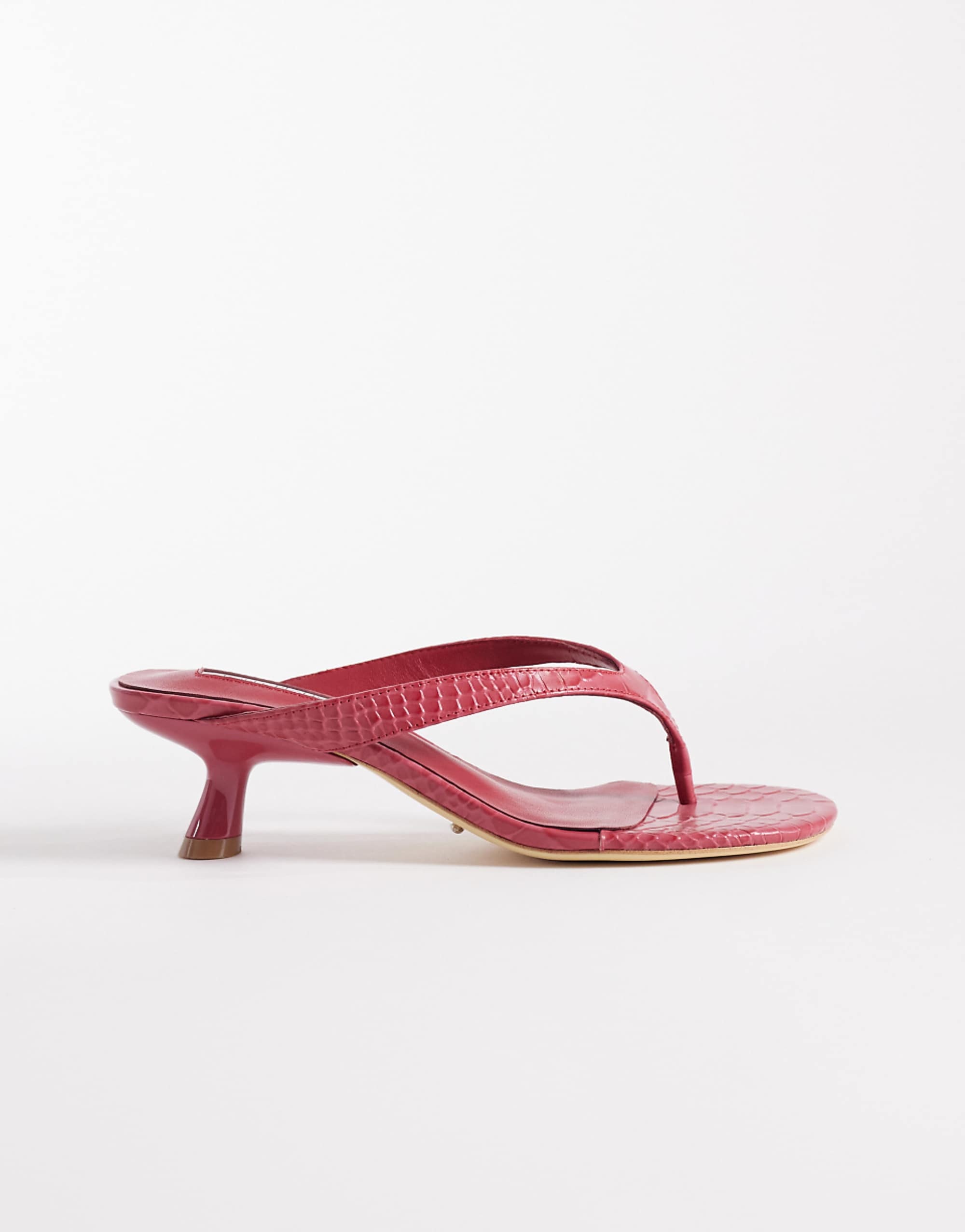 Tony Bianco Krista Kitten Heel Toe Thong Sandals in Red Phyton
