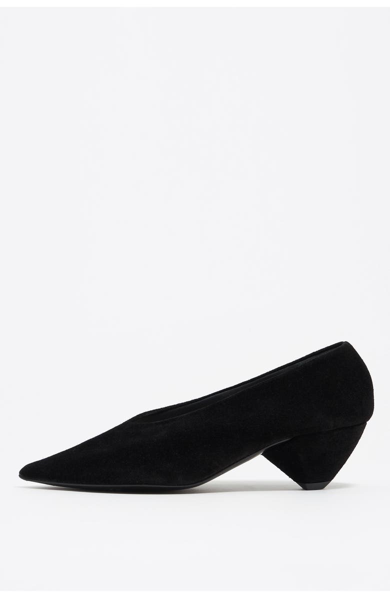 Leather Medium Heel Court Shoe