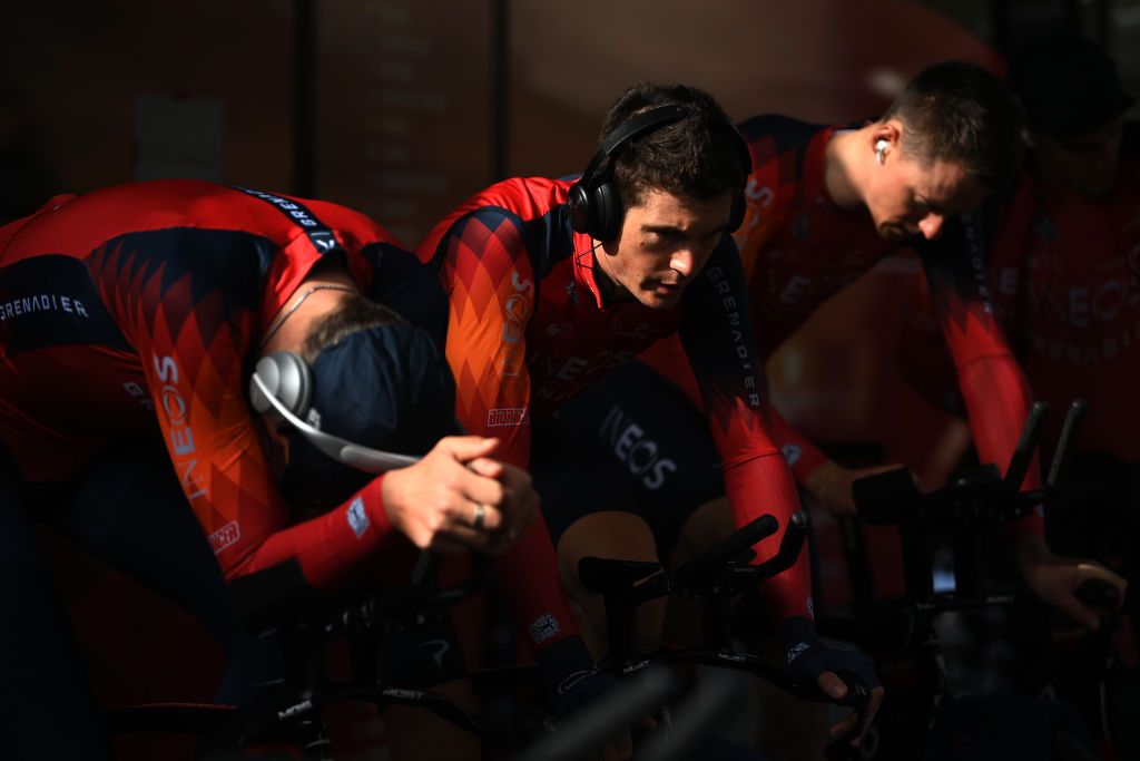 DAMPIERRE FRANCE MARCH 07 Ben Swift of United Kingdom and Team INEOS Grenadiers warming up prior to the 81st Paris Nice 2023 Stage 3 a 322km team time trial from Dampierre en Burly to Dampierre en Burly ParisNice on March 07 2023 in Dampierre France Photo by Alex BroadwayGetty Images