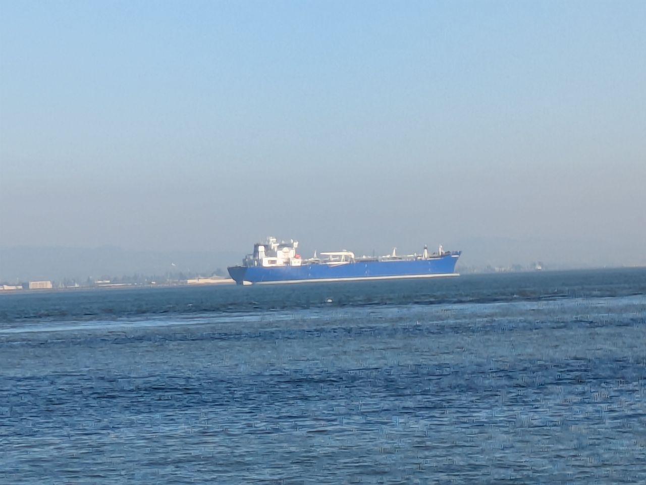 Tanker on SF Bay at 8x Zoom by Pixel 8a