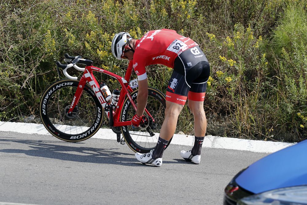 John Degenkolb deals with a mechanical during stage 3 in Turkey