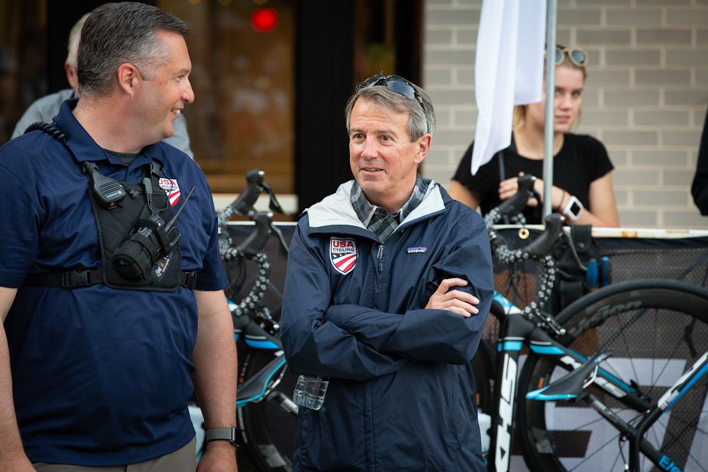USA Cycling CEO Rob De Martini takes in the action at USPro
