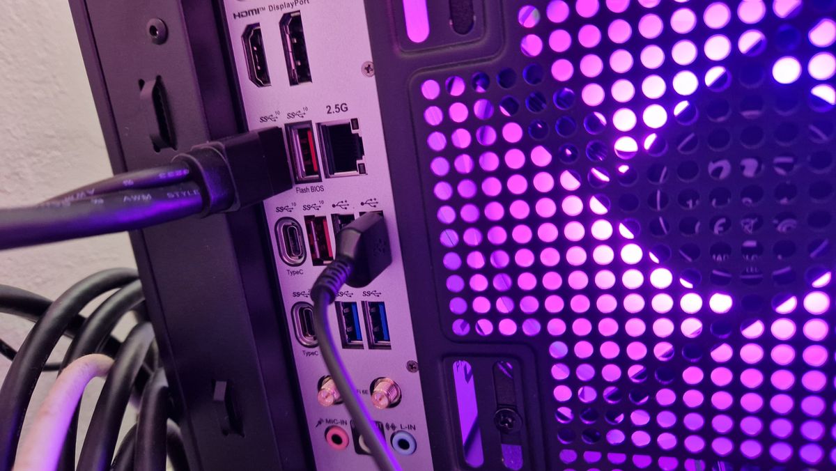Maingear Zero Ruby's rear IO ports