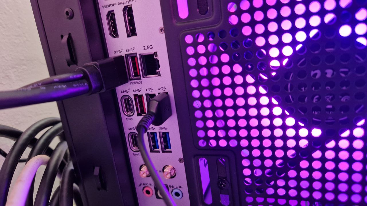 Maingear Zero Ruby's rear IO ports