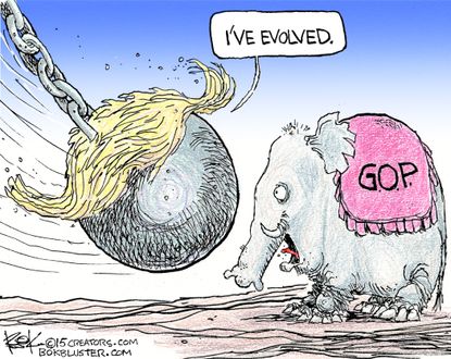 Political cartoon U.S. Trump and GOP