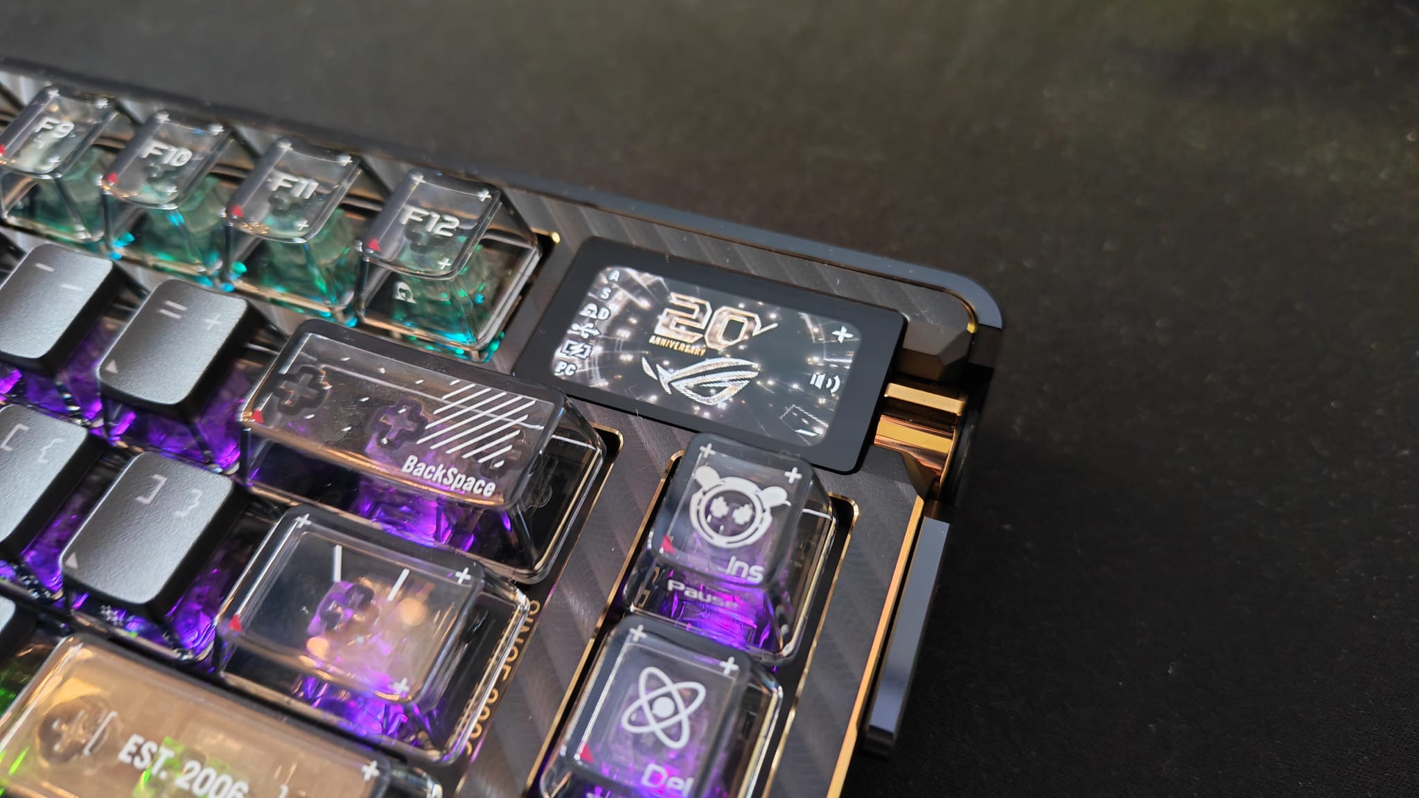 The OLED display on the Asus ROG Azoth Extreme 20