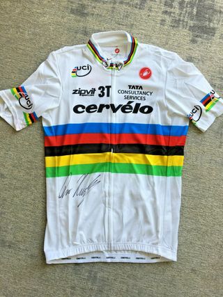 A signed Thor Hushovd 2010 world champion's jersey found on eBay