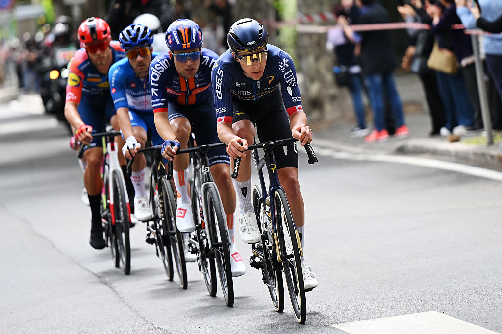 BLOCKHAUS, ITALY - MAY 15: Nickolas Zukowsky of Canada and Team Pinarello Q36.5 Pro Cycling competes in the breakaway during the 109th Giro d&amp;amp;apos;Italia 2026, Stage 7 a 244km stage from Formia to Blockhaus 1658m / #UCIWT / on May 15, 2026 in Blockhaus, Italy. (Photo by Dario Belingheri/Getty Images)
