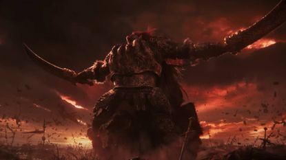 Radahn seen in Elden Ring's cinematic story trailer.