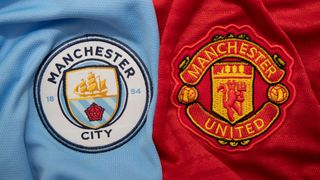 Manchester City vs Manchester United club badges