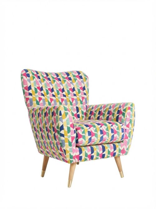 Broken Geo Chenille Pink Wilson Highback Armchair