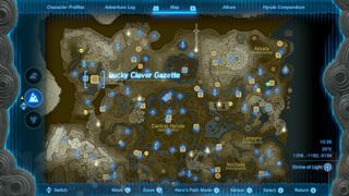 Location of the lucky clover gazette on the map in Zelda Tears of the Kingdom