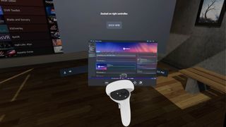 The new SteamVR 2.0 interface with a Quest 2 headset.