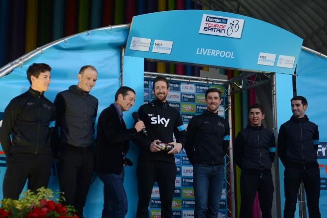 Bradley Wiggins (Team Sky) being interviewed by Ned Boulting