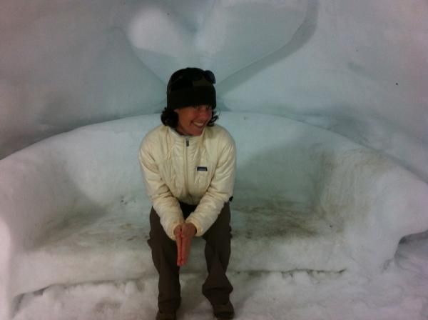 Mary McConneloug chills in the ice castle.