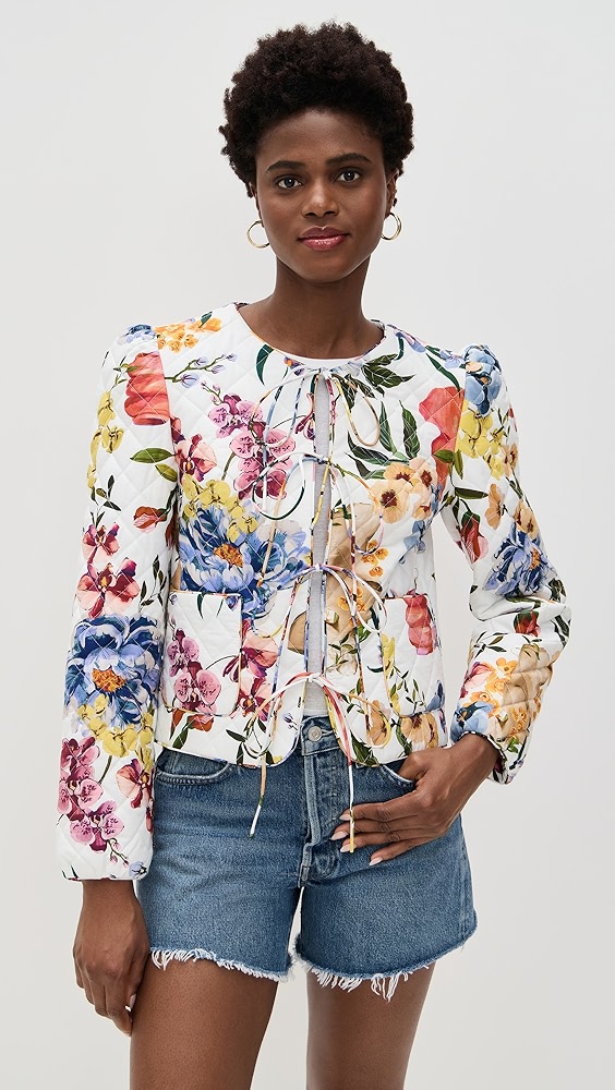 Farm Rio Greek Garden Quilted Jacket