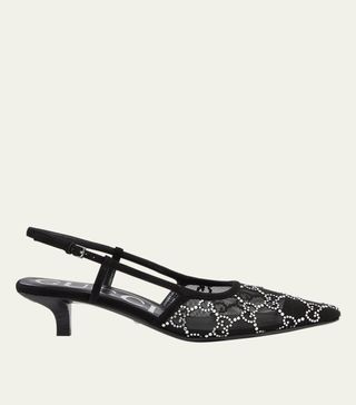 Gucci, Tom Crystal GG Mesh Slingback Pumps