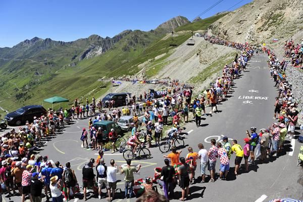 Specators were out in force along the stage 16 route through the Pyrenees.