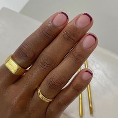 Burgundy French tip nail design