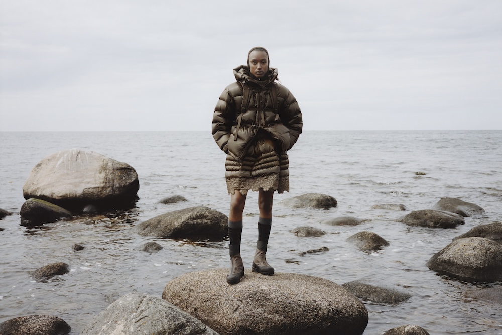 A model wearing a puffer jacket from cecilie bahnsen and the north face