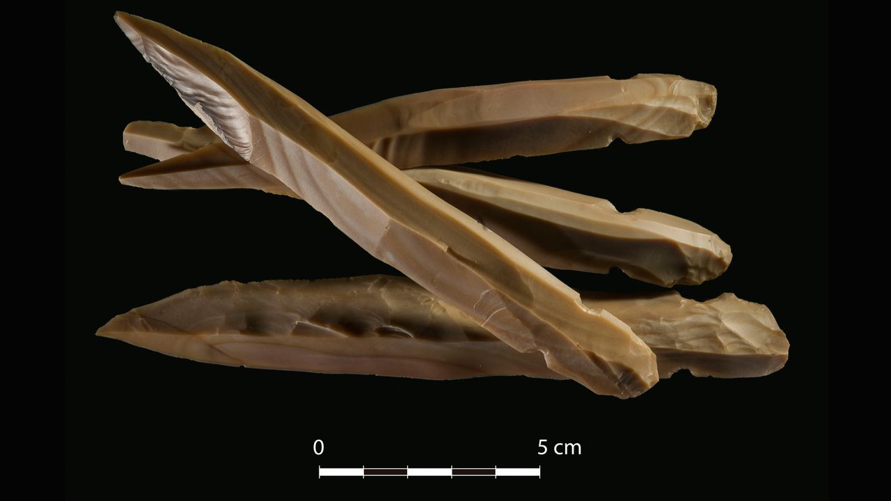 The archaeologists also found deposits of flint knife blades, stone bowls and stone tools that they think were used in ancestor worship rituals.
