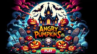 Title screen of the game Angry Pumpkins made entirely by generative AI