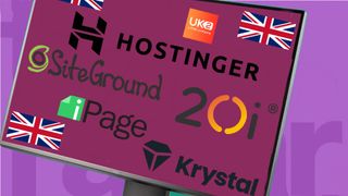 UK Hosting brands on a desktop monitor