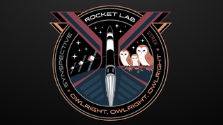 The patch for Rocket Lab's "Owlright, Owlright, Owlright" mission.