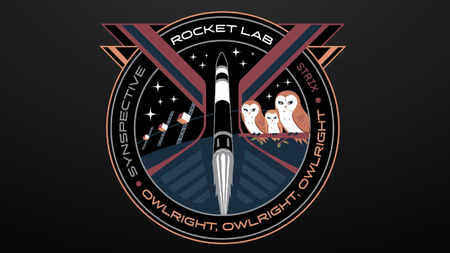 The patch for Rocket Lab's "Owlright, Owlright, Owlright" mission.