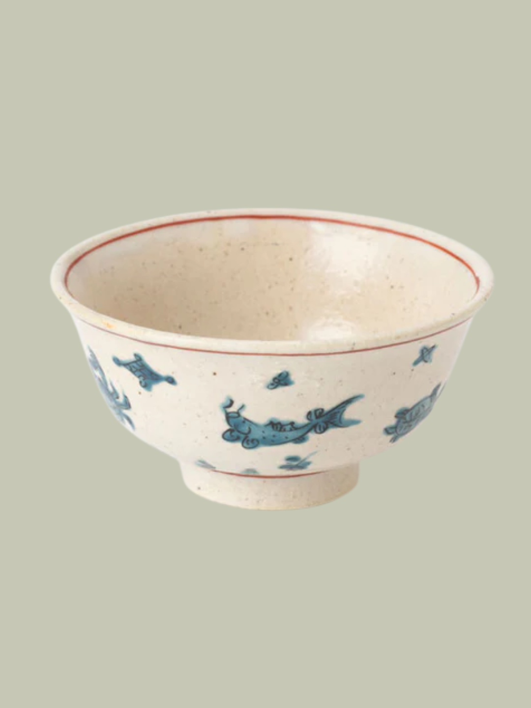 A blue fish design rice bowl from Nakagawa