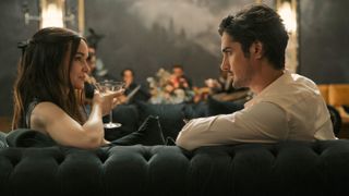 (L-R) Dove Cameron and Avan Jogia in "56 Days" on Prime Video.