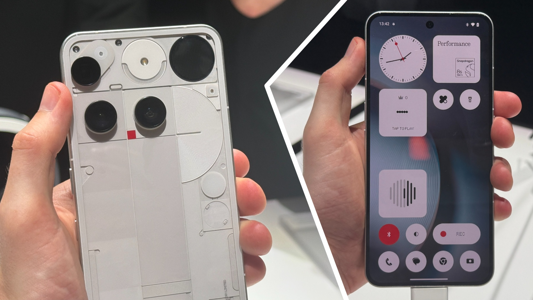The Nothing Phone 3 being held in the hand