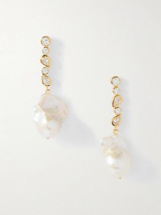 Recycled Gold Vermeil, Pearl and Cubic Zirconia Earrings