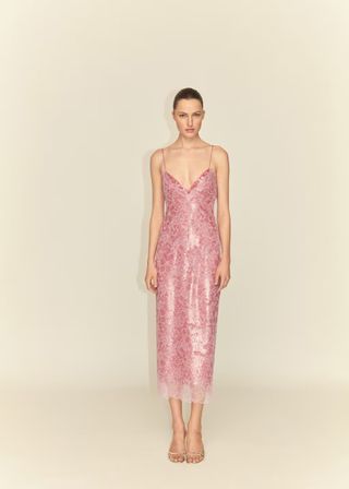 mango, Sequin Lace Slip Dress 