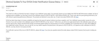 EVGA order queue update to LHR cards