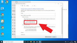 Mapping a network drive in Windows 10 - click turn on network discovery