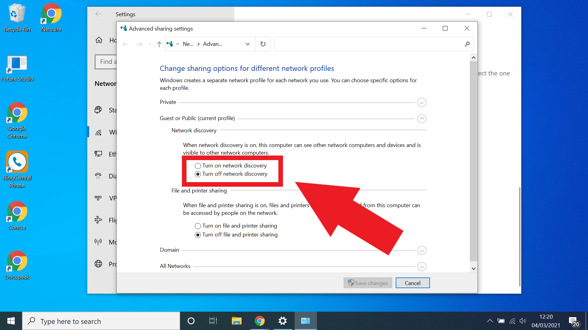 Подключение сетевого диска в Windows 10 - нажмите включить обнаружение сети