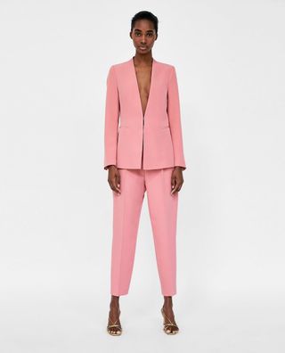 pink zara suit