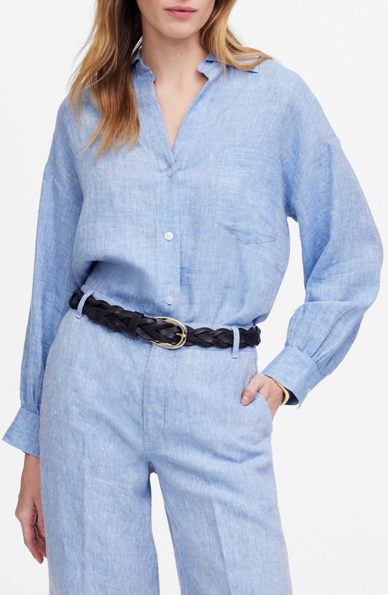 Cut bed linen button-up shirt