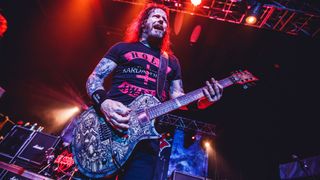  Gary Holt of Exodus performs on stage at Sala Black Box on February 28, 2020 in Madrid, Spain. 