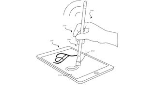 Patent image of an Apple Pencil with a paintbrush tip